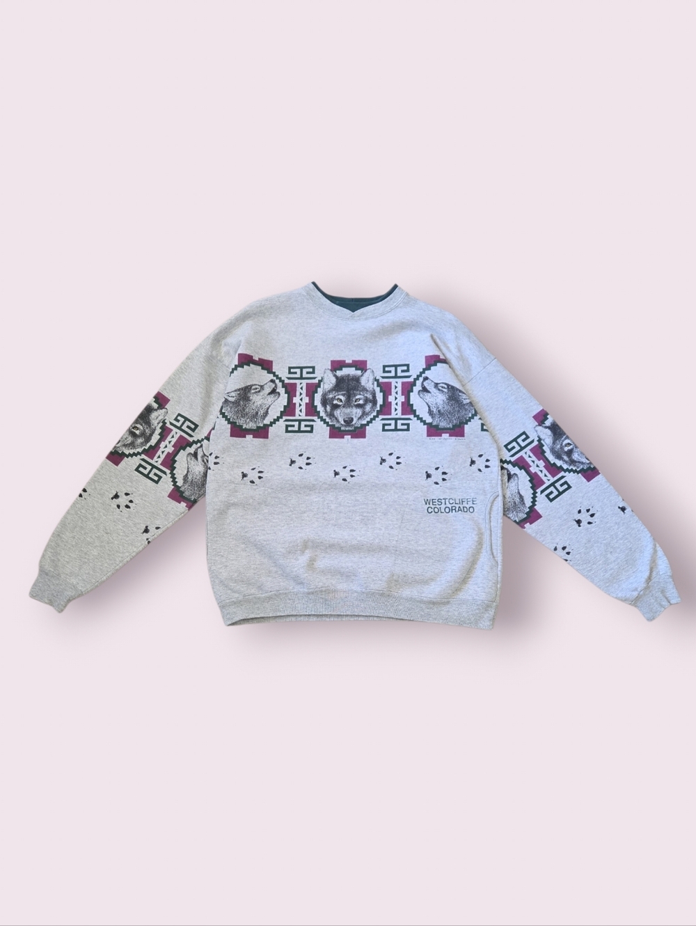 Vintage 90s Art Unlimited Wolf All Over Graphic Sweatshirt